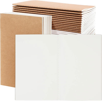 24 Pack Blank Kraft Notebooks A5 Journals Bulk 60 Pages Unlined Paper Sketchbooks for Travel Journaling Writing