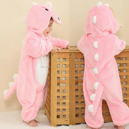 Cartoon Flannel Baby Rompers Unicorn Rabbit Dinosaur Pajamas Cotton Baby Boy Girls Animal Costume Baby Jumpsuit Kigurumi Outfits
