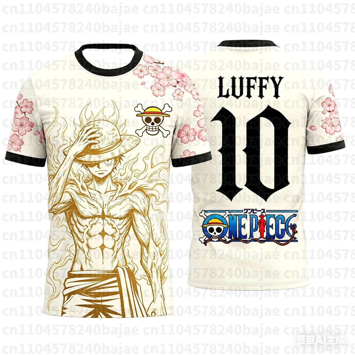 Summer One Piece Luffy Pattern T-shirt Japanese Anime Style Football Jersey Quick-drying Sports T-shirt for Men Family Matching