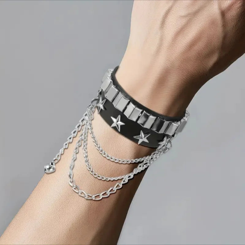 4pcs/set Gothic Punk Rock Square Rivet Bracelet Daily and Party Gothic