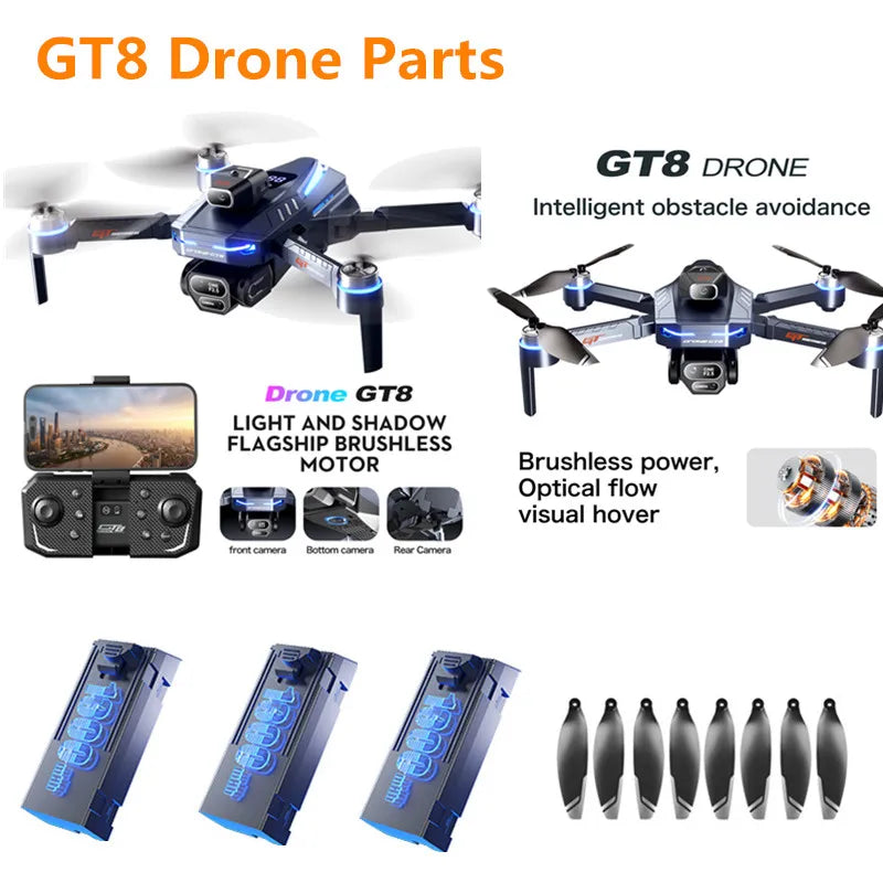 GT8 RC Drone 3.7V 1300Mah Battery/Propeller GT8 MAX Drone Battery GT8 Brushless Drone Battery Blades GT8MAX RC Drone Parts