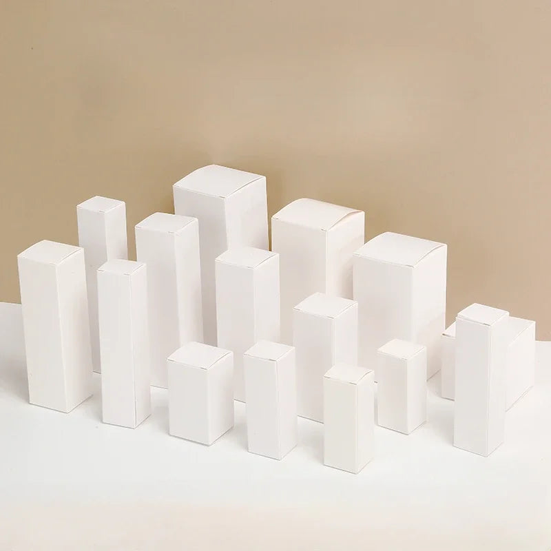 20pcs White Kraft Box 4-23cm Height Small Carton Universal Packaging Box Square Blank Cardboard Box for Candle and Gift