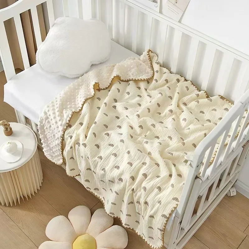 Newborn Bear Print Blanket Pure Cotton Double Gauze Blanket Baby Blanket Bath Towel Baby Blanket Baby Swaddle 100X100CM
