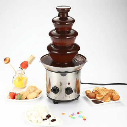 Chocolate Fountain, 4 Tiers Electric Melting Machine, Fondue Pot Set, for Chocolate Candy, Ranch, Nacho Cheese UK,230V