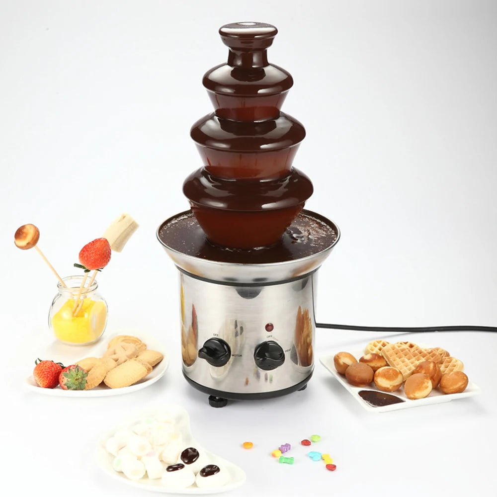 Chocolate Fountain, 4 Tiers Electric Melting Machine, Fondue Pot Set, for Chocolate Candy, Ranch, Nacho Cheese UK,230V