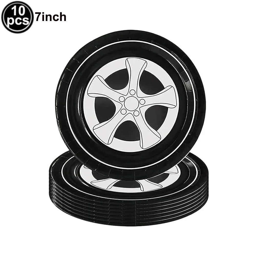 20/100Pcs Racing Car Birthday Party Supplies 7''and 9'' Paper Plates Dessert Cake Plates Napkins Racing Theme Birthday Decoratio
