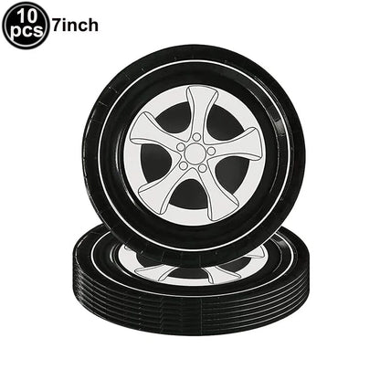 20/100Pcs Racing Car Birthday Party Supplies 7''and 9'' Paper Plates Dessert Cake Plates Napkins Racing Theme Birthday Decoratio