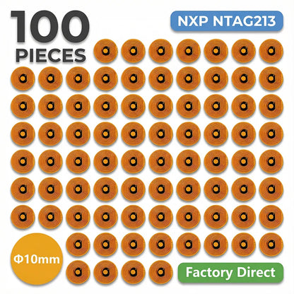 10mm Diameter High Temperature RFID NFC FPC Tags NXP NFC213 Mini Cards 13.56MHz Anti-Fake Anti-Metal Passive RF Card
