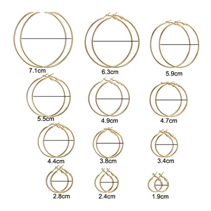 12pairs/6pairs Simple Punk Hoop Earrings Set Big Circle Earrings