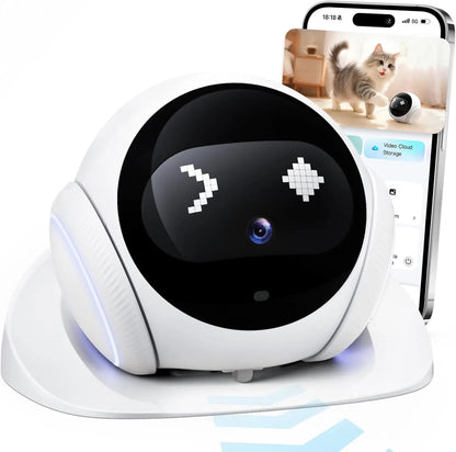 1080P HD Movable Pet Camera with 2.4GHz WiFi, Motion Tracking, Laser Toy, Two-Way Audio, App Controlled - Robot Companion Monitor for Dogs and Cats Home Security
