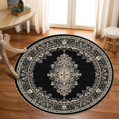 Bohemia Luxury Pattern Persian Round Carpet Washable Decoration Home Light Rug Bedroom Chair Mat Red Carpets for Living Room