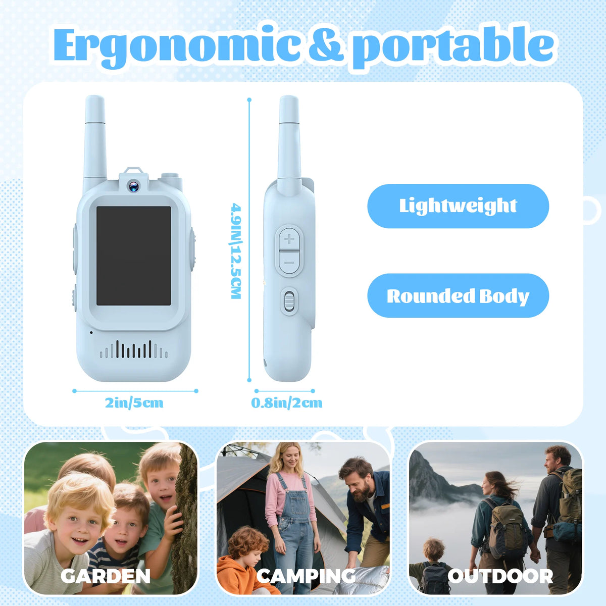Video Walkie Talkies for Kids 1080P HD 2 Pack Rechargeable Toddler Toys for Outdoor Camping Travel Birthday Gfits