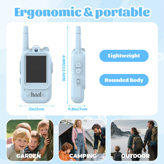 Video Walkie Talkies for Kids 1080P HD 2 Pack Rechargeable Toddler Toys for Outdoor Camping Travel Birthday Gfits