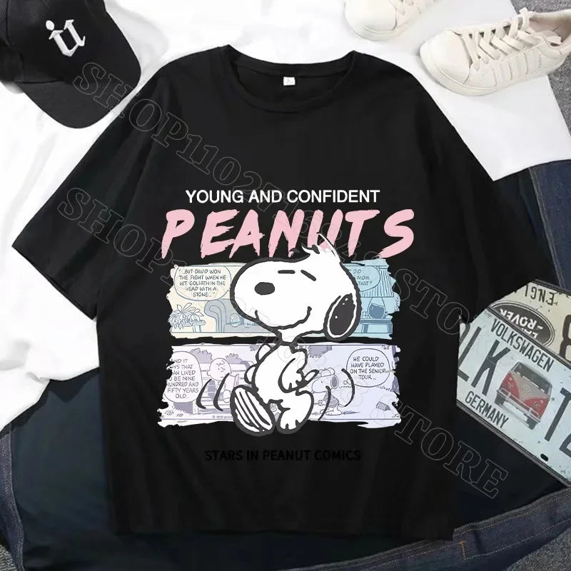 Snoopys Men Women Summer Clothes Adult Cotton Shirts Cartoon Anime Graphic Print Tops Cool Comfortable Shirt Birthday Party Gift