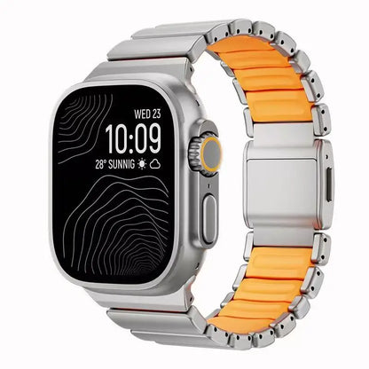 Titanium Fluoroelastomer Rubber Strap for Apple Watch Ultra 3 2 1 49mm 10 11 46mm Magnetic Band for Iwatch 9 8 7 45mm 6 SE 3 44m