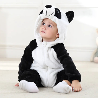 Cartoon Flannel Baby Rompers Unicorn Rabbit Dinosaur Pajamas Cotton Baby Boy Girls Animal Costume Baby Jumpsuit Kigurumi Outfits