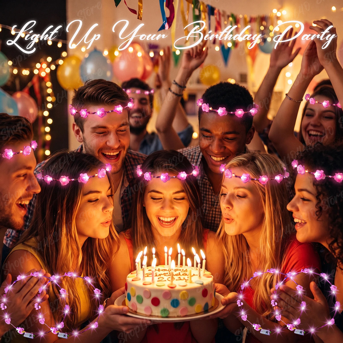 10-100Pcs LED Flower Headbands Glowing Garland Light Up Headbands Glow in the Dark Headband Wedding Beach Party Birthday Supplie