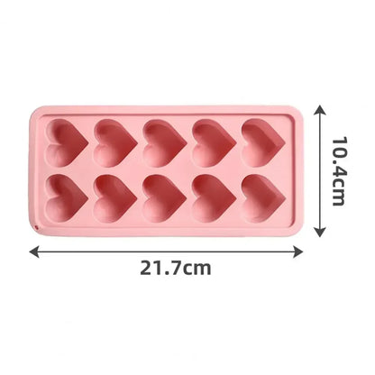 10 Grids Heart Shaped Silicone Ice Cube Trays Easy Release DIY Love Heart Ice Cubes Chocolate Candy Mold For Cocktails Ice Maker