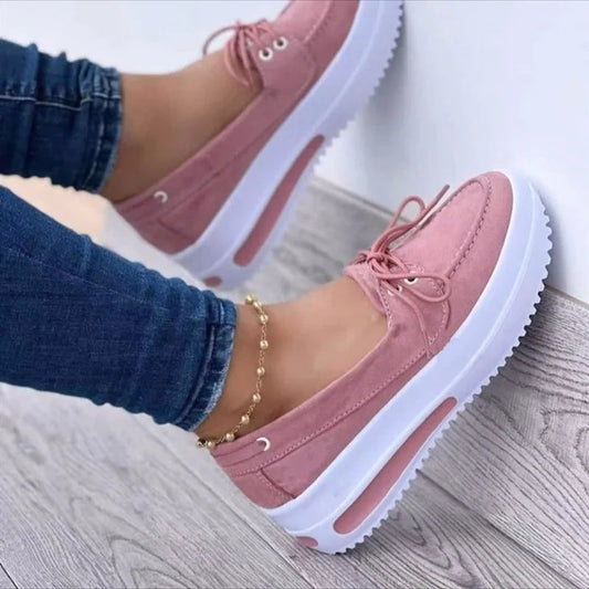 2025 New Women Shoes Autumn Lace-up Platform Shoe Plus Size 43 Casual Sneakers Comfortable Slip on Anti-slip Zapatillas De Mujer