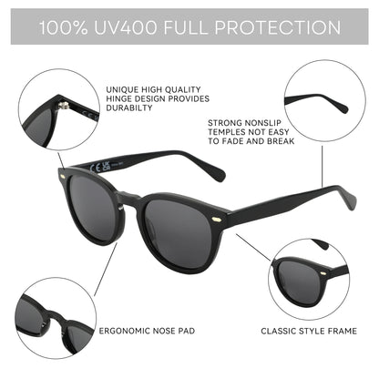 ZENOTTIC Classical High-quality Acetate Polarized Sunglasses Unisex UV400 Protection Shade Retro Round Sun Glasses ZS6211