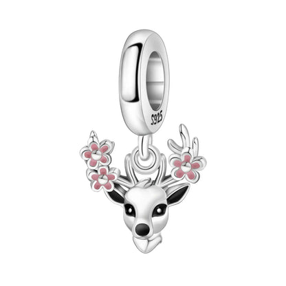 Hot Sale 925 Sterling Silver Dog Cat Cute Pet Animals Pendant Birthday Party Gift for Women Bangle Bracelet Necklace DIY Jewelry