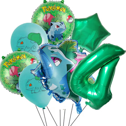 7Pcs/Set Pokemon Balloon Set Pikachu Charmander Cartoon Aluminum Foil Balloons Party Decoration Props Toy Anime Birthday Party
