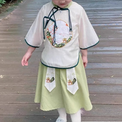 Fashion Hanfu Girl Suit Tang Costume Summer Chinese Style Boy Set Children's Sets Casual Kids Clothes Performance Baby Outfit