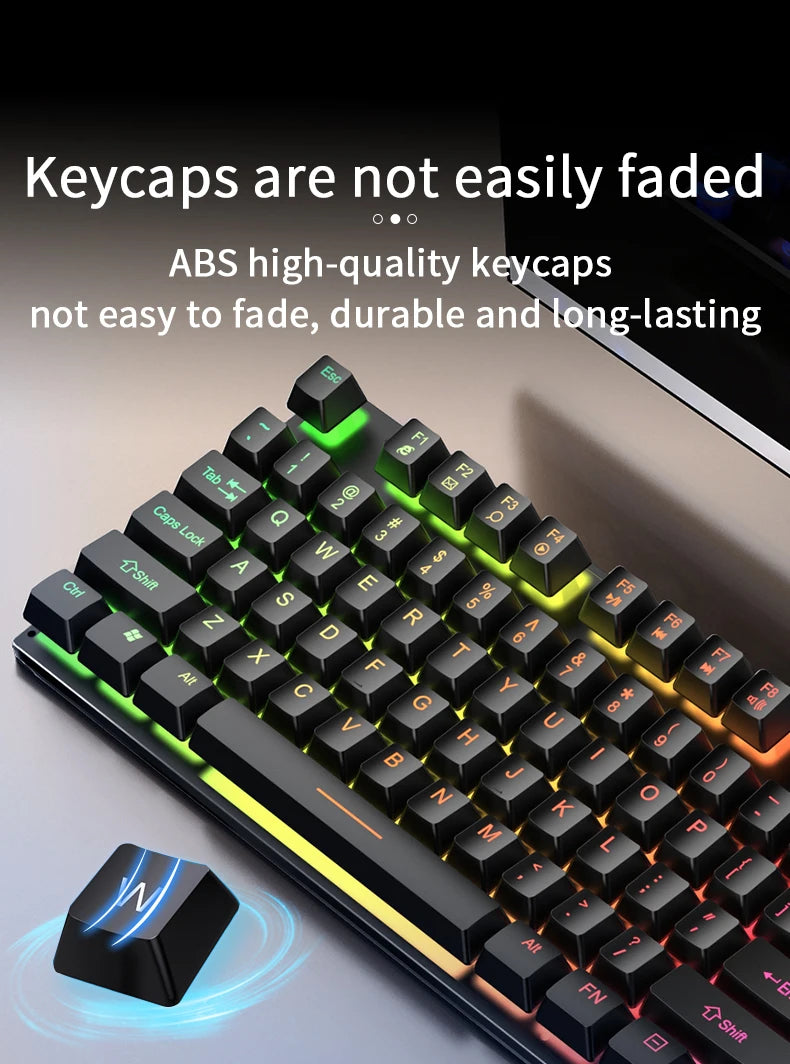 Wired Backlit Keyboard and Mouse Combo USB Ergonomic Mechanical Feel Gaming Office Keyboard Mouse Set for Desktop Laptop PC Home