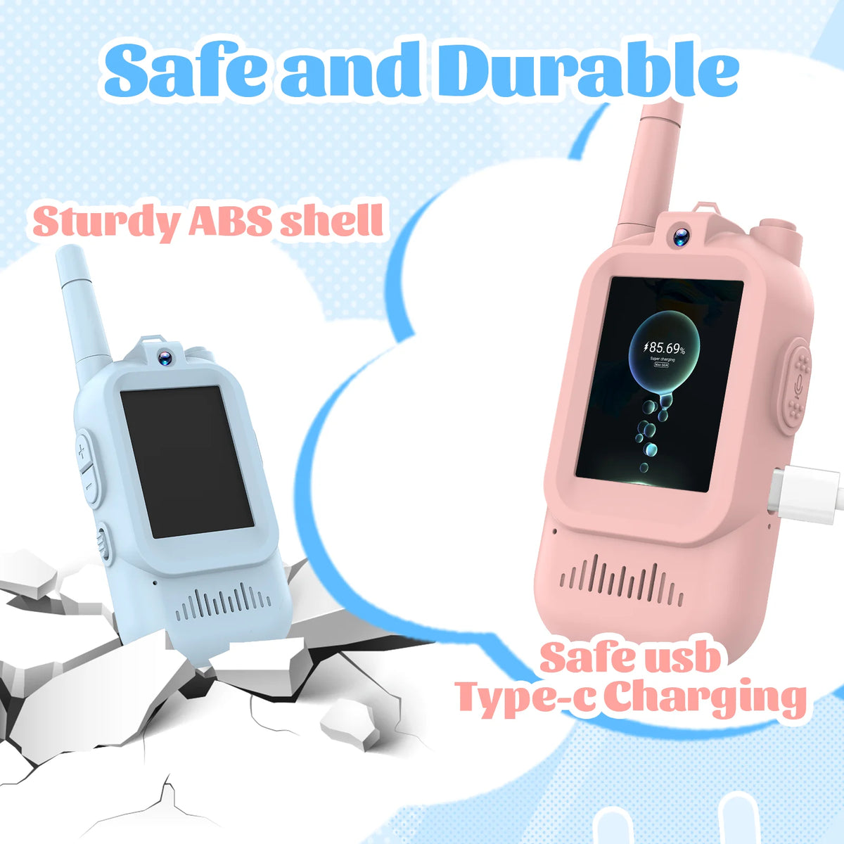 Video Walkie Talkies for Kids 1080P HD 2 Pack Rechargeable Toddler Toys for Outdoor Camping Travel Birthday Gfits