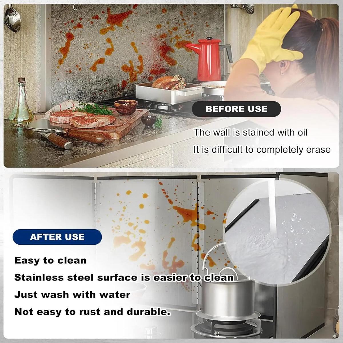 Foldable Stainless Steel Oil Splatter Guard for Frying Pan Oil Splash Insulation Board Nonstick Kitchen Cooking Tool