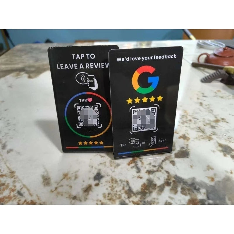 NFC 215 Programmable for Google Review Card NFC Station Table 13.56Mhz QR code can be independently set to link Standing Card