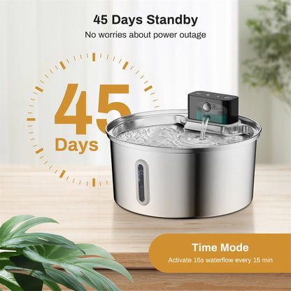 3L 5V USB Stainless Steel Wireless Recharging Sensor Auto Cat Water Drinking Fountain For Cats Dog Drinker Pet Dispenser Bowl