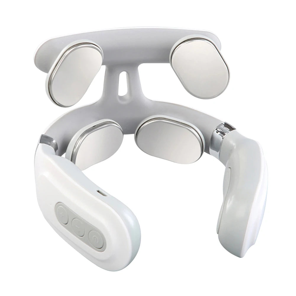 4-head Neck Massager USB Rechargeable Cervical Massager with Heat Electric Neck Massager Relaxation Gifts for Women Men Dad Mom