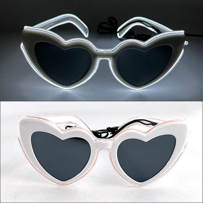 Light Up LED Glasses 5 Colors Heart Shape Glow Glasses Glow in The Dark Party Supplies Neon Party Favors for Kids Adults