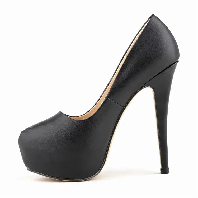 Women Pumps Sexy Stilettos Fashion Super 14cm Round Toes High Heels Platform Casual Thin Party Red Wedding Shoes Plus Size 44