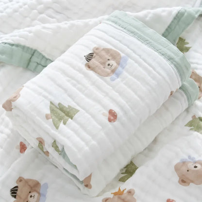 Baby Blankets 6 Layers 100% Cotton Gauze Breathable Infant Wrap Soft Absorbent Newborn Swaddle Blankets Cartoon Baby Bath Towel