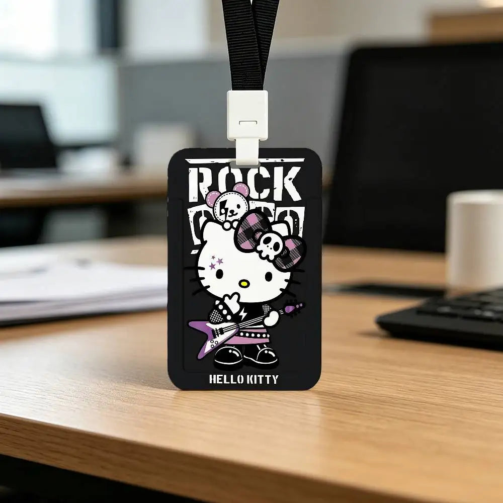 Cute Cat H-Hello K-Kitty NFC Contactless Sliding Card Sleeve For Student Cards, Bus Cards, ID Cards, And Work Permits