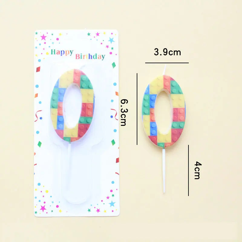 New Building Block Print Number Birthday Candle 0‑9 Digital Cake Topper Block Theme Colorful Cake Decor Birthday Party Supplies