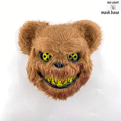 Novelty LED Bloody Furry Bunny Rabbit Bear Mask Realistic Scary Horror Killer Adult Masquerade Cosplay Costume Accessory
