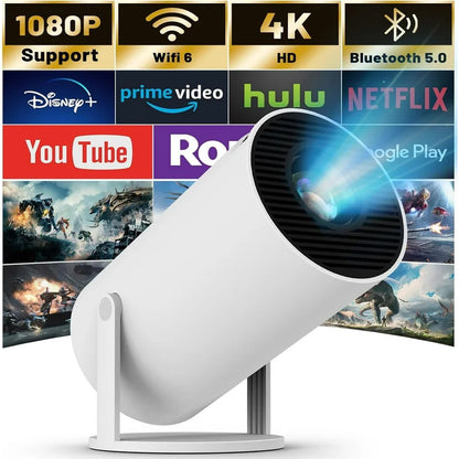 NEW Mini Projector  WIFI 6 and Bluetooth 4K 1080P 130'' Screen Movie Projector