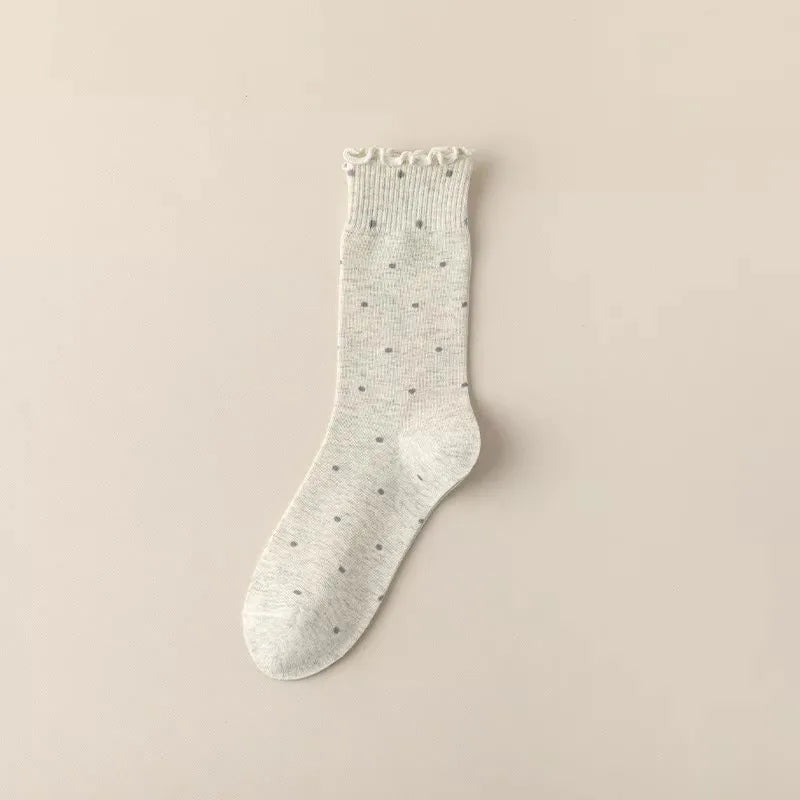 Ruffle Socks Women White Black Frilly Lolita Style Japanese Maiden Cute Kawaii Cotton Harajuku Princess Crew Socks Calcetines