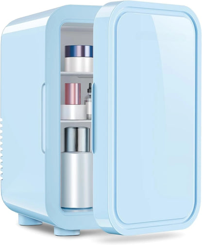Mini Fridge, 6 Liter/8 Can 110V AC/DC Portable Thermoelectric Cooler Refrigerators for Bedroom
