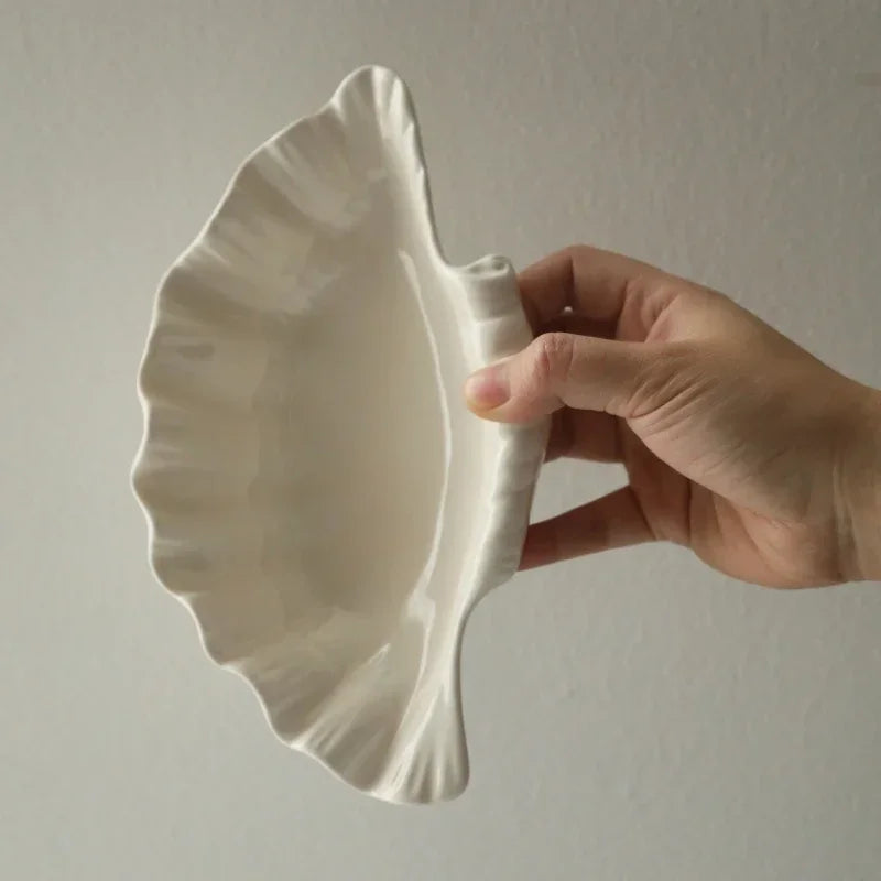 Shell Plate Cream Retro Ceramic Plate Fruit Snack Plate Dinner Tray Dish Set Jewelry Storage Dish Tableware Gift