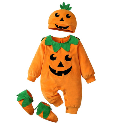 2026 Baby Halloween Rompers Infant Pumpkin Costume Newborn Cosplay 3pcs Onesie Suit New BornParty Clothing Suit