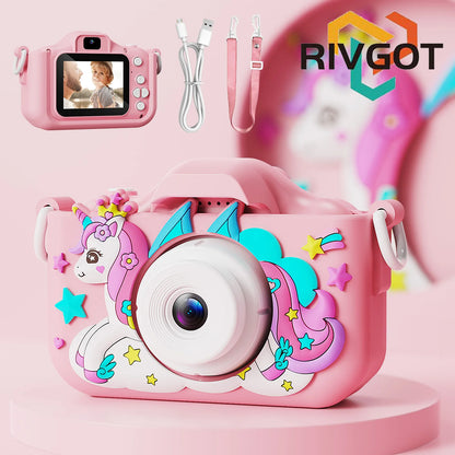Kids Camera Girls Selfie Camera 1080HD Video Photography Digital Camera for Kids with Silicone Case Toy Camera Birthday Gifts