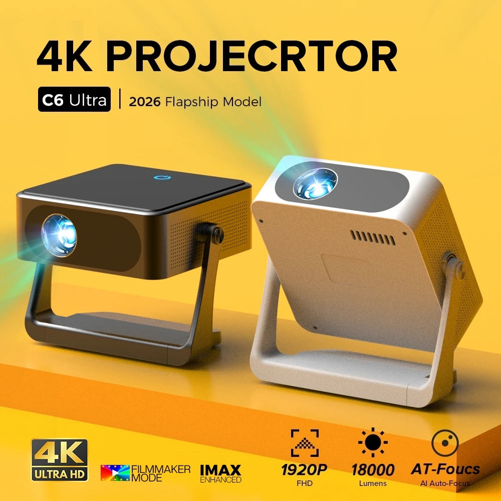 Fintex C6 Ultra Projector 4K FullHD 18000Lumen 1080P HDR10 Proyector 800 ANSI AndroidTV9.0 ASA3.0 Auto Focus Portable Projectors