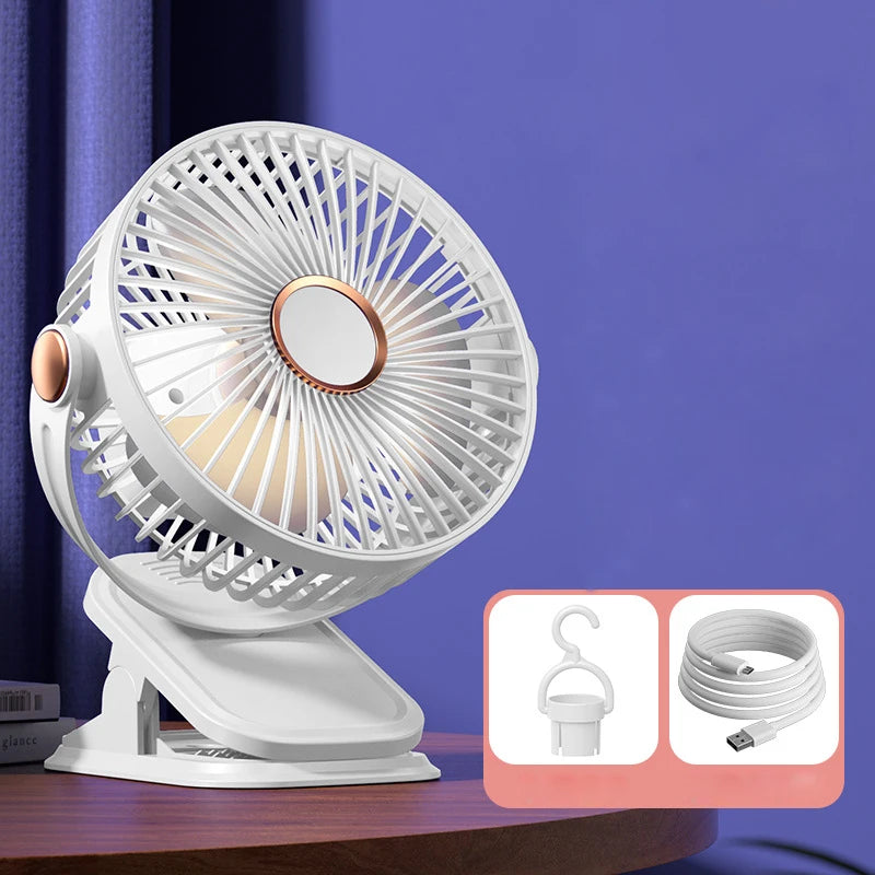 Baby 3 Speeds Stroller Mini Fan with Light Portable USB Charging Fan