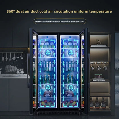 Dual-Door Dual-Zone Home Wine Cooler – Refrigerated Cabinet with Constant Temperature and Humidity Control