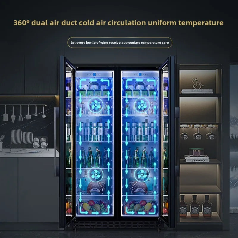 Dual-Door Dual-Zone Home Wine Cooler – Refrigerated Cabinet with Constant Temperature and Humidity Control