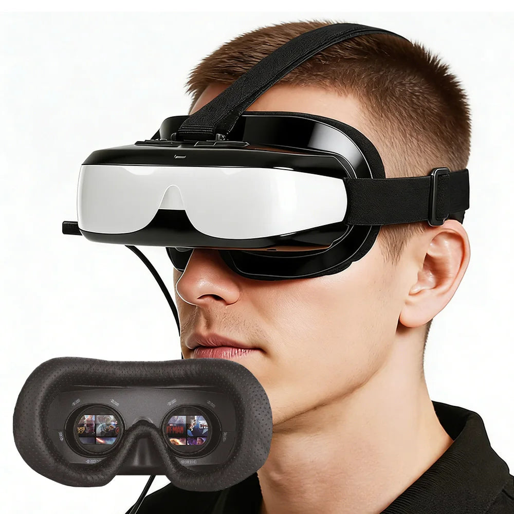 Head-Mounted Display with HDMI Input and Built-In Battery, Allowing Connection to a Variety of Devices.